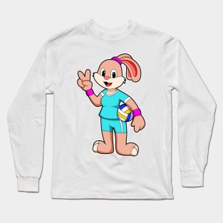 Rabbit at Sports with Volleyball Long Sleeve T-Shirt